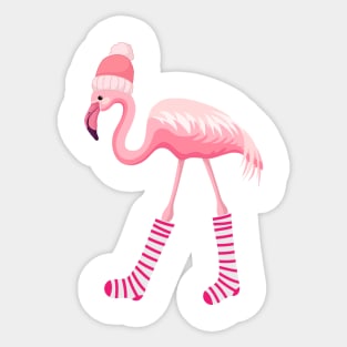 Funny Flamingo Winter Fashion Sticker